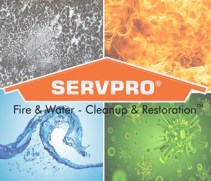 SERVPRO logo on four panel background