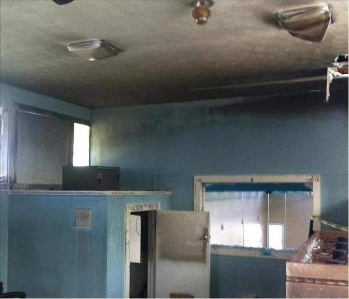 Smoke and Soot on the walls in a commercial building